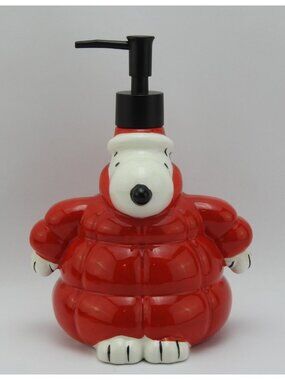 Peanuts Snoopy Zrike Red Puffer Jacket Soap Dispenser 8" New Christmas Lotion